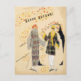 Happy Herbst Flapper Fashions im Herbst Postkarte