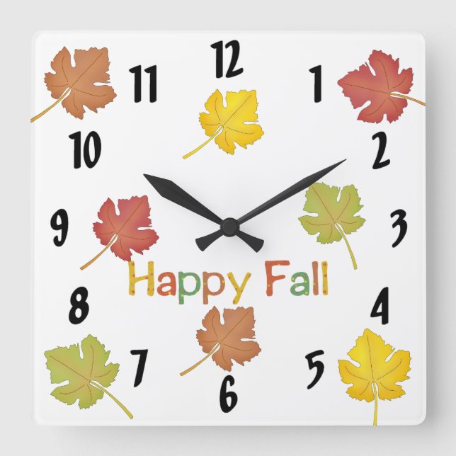 Happy Herbstlaubs Quadratische Wanduhr (Vorderseite)