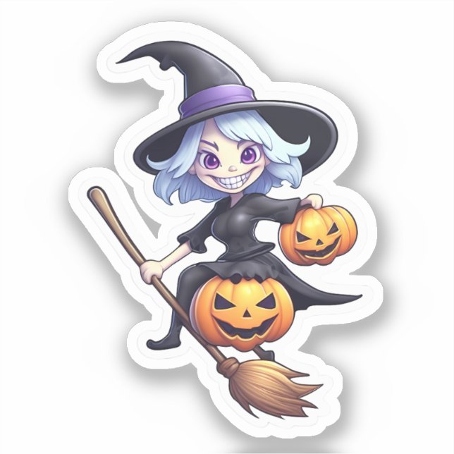 Happy Hexing: Hexe mit einem Lächeln zum Enchant Aufkleber (Vorderseite)