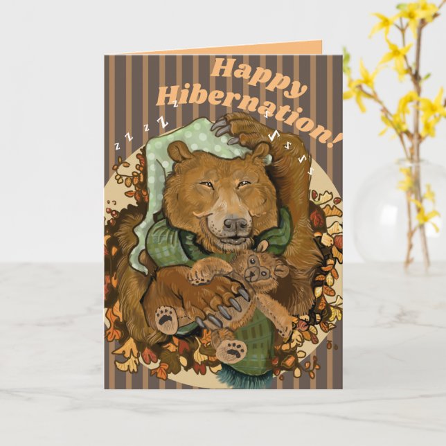 Happy Hibernation Cudly Bear Card Karte (Gelbe Blume)