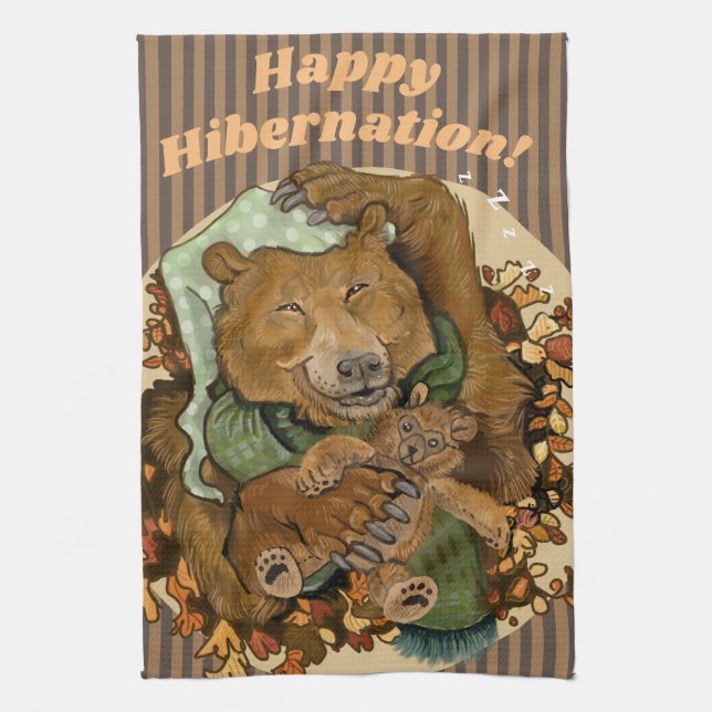 Happy Hibernation Cudly Bear Kitchen Handtuch (Vertikal)