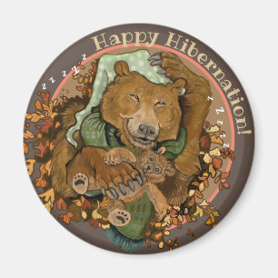 Happy Hibernation Cudly Bear Magnet