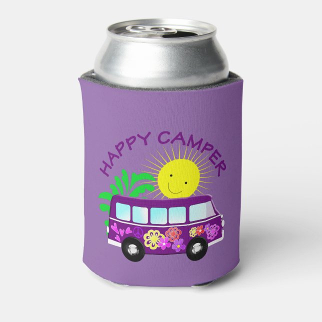 Happy Hippie Camper Van Fun farbenfrohe Grafik Dosenkühler (Kanne Rückseite)