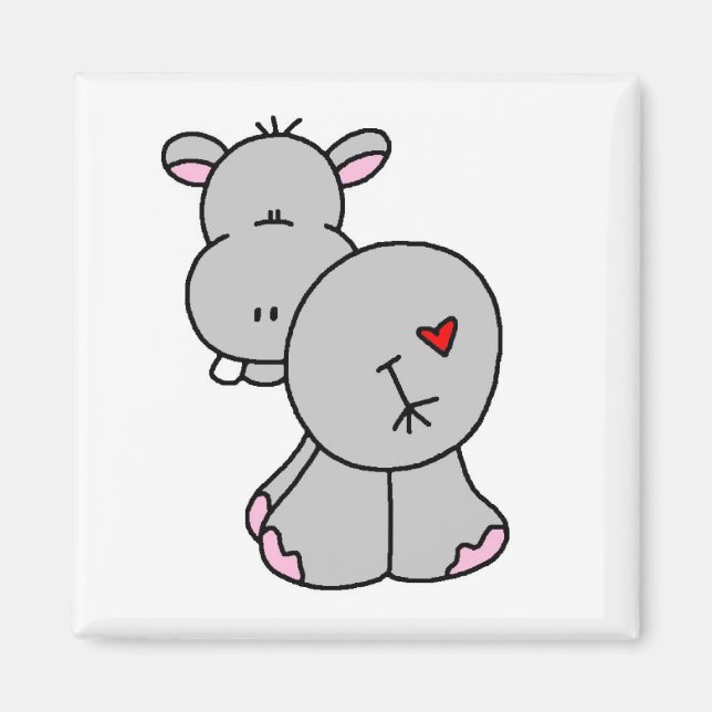 Happy Hippo Tshirts und Geschenke Magnet (Vorne)