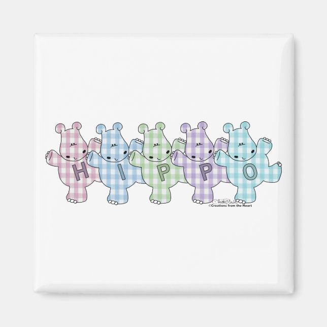 Happy Hippos pastel Magnet (Vorne)