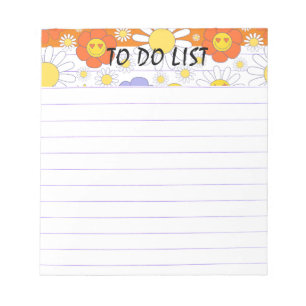 Happy Hippy Blume to Do List Notizblock