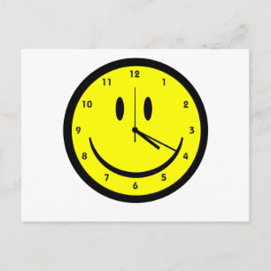 Happy Hippy face Uhr Postkarte