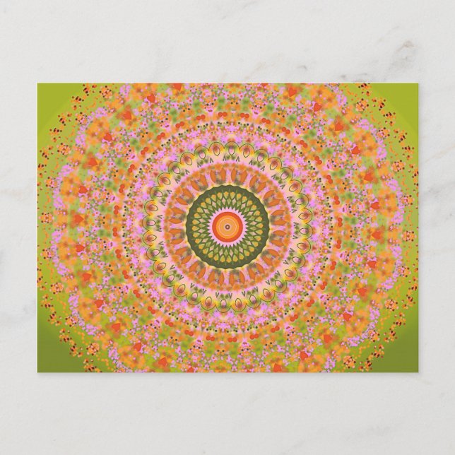 Happy Hippy Mandala Postkarte (Vorderseite)