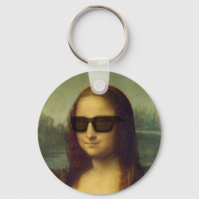 Happy Hipster Mona Lisa Shades Leonardo da Vinci Schlüsselanhänger (Vorderseite)