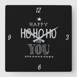*HAPPY HO HO HO TO YOU*  CHRISTMAS CLOCK QUADRATISCHE WANDUHR