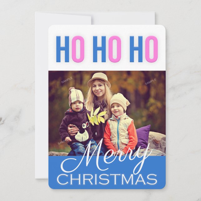 Happy Ho Ho Weihnachten Grüße Foto-Karte (Vorderseite)