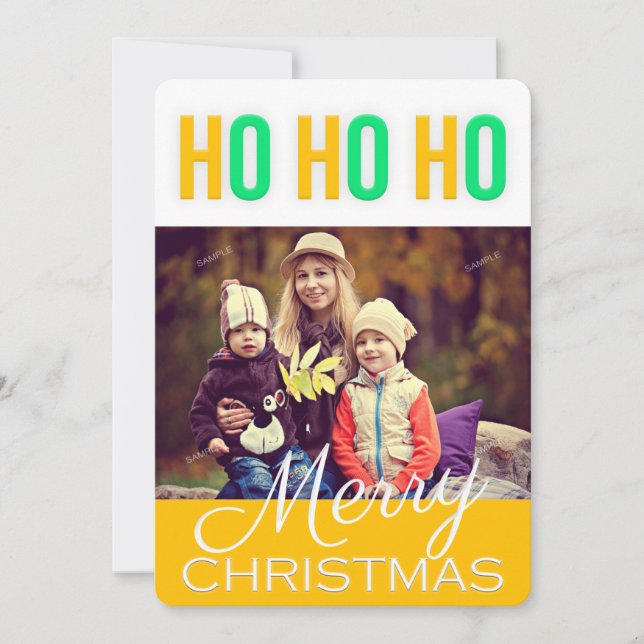 Happy Ho Ho Weihnachten Grüße Foto-Karte (Vorderseite)