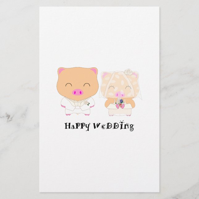 Happy-Hochzeit Briefpapier (Vorderseite)