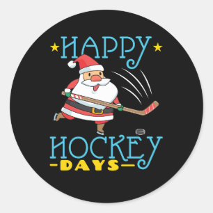 Happy Hockey Days Weihnachten Weihnachten Runder Aufkleber