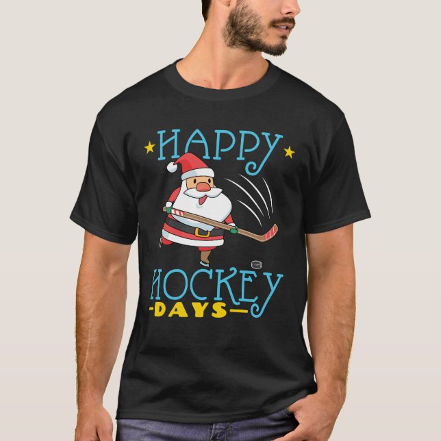 Happy Hockey Days Weihnachten Weihnachten T-Shirt (Vorderseite)