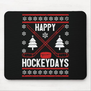 Happy Hockeydays Fun Christmas Ice Hockey Spieler Mousepad