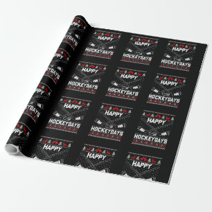 Happy Hockeydays Funny Christmas Ice Hockey Player Geschenkpapier