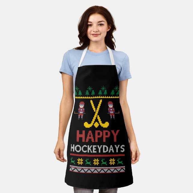 Happy Hockeydays Hockey Weihnachtsgeschenk Weihnac Schürze (Getragen)