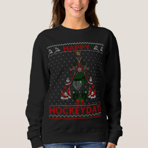 Happy Hockeydays Ice Hockey Weihnachtsbaum Ugly Xm Sweatshirt