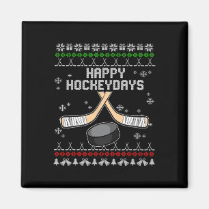 Happy Hockeydays Ugly Christmas Pajama Cool Hockey Magnet