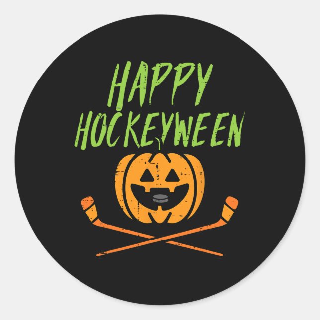 Happy Hockeyween Eishockey Halloween Kostüme Männe Runder Aufkleber (Vorderseite)