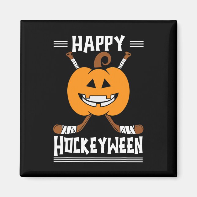 Happy Hockeyween Halloween Eishockeyspieler und H Magnet (Vorne)