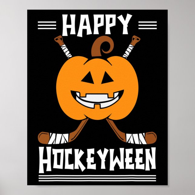 Happy Hockeyween Halloween Eishockeyspieler und H Poster (Vorne)