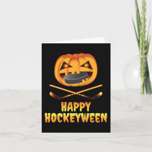Happy Hockeyween Hockey Pumpkin Eating Puck Fun Ha Karte