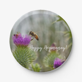 Happy Hogmanay Celebration Thistle & Honey Bees Pappteller