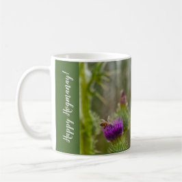 Happy Hogmanay Scottish Thistle Honey Bees Kaffeetasse