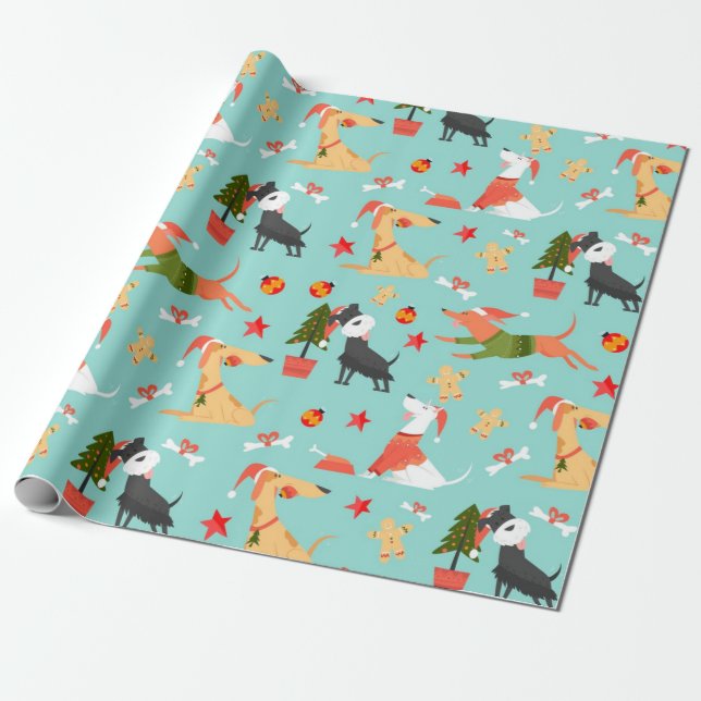Happy Hogs Christmas Pattern Geschenkpapier (Ungerollt)