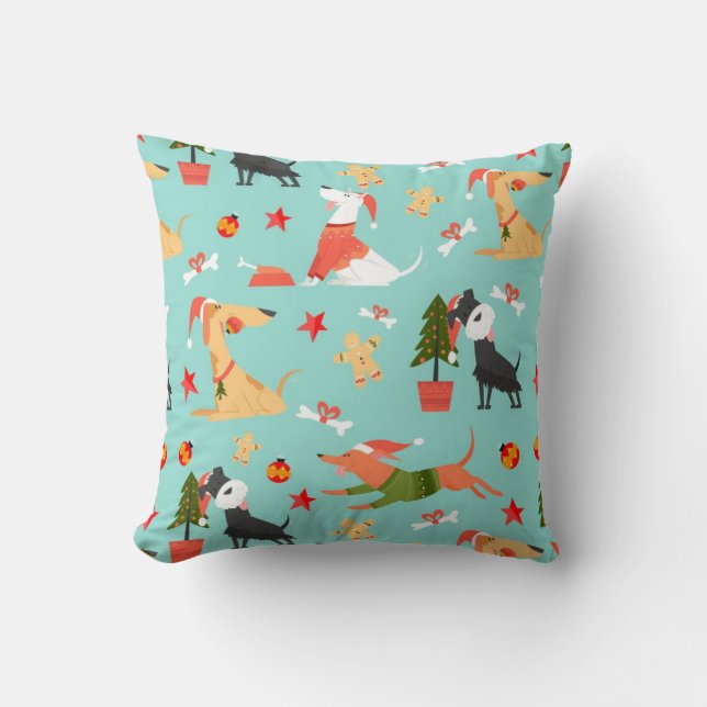 Happy Hogs Christmas Pattern Kissen (Vorderseite)