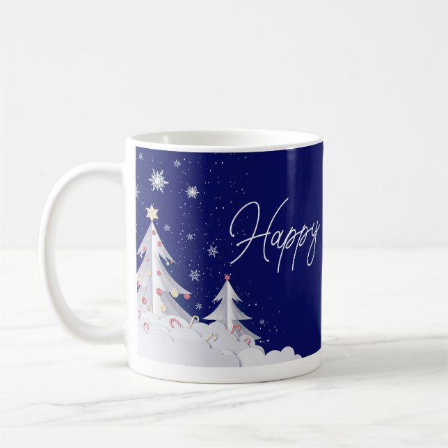 Happy Hoildays – Festive Winter  Blue Mug Kaffeetasse (Links)