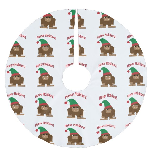Happy Hokidays! Weihnachtsbigfoot Polyester Weihnachtsbaumdecke (Vorderseite)