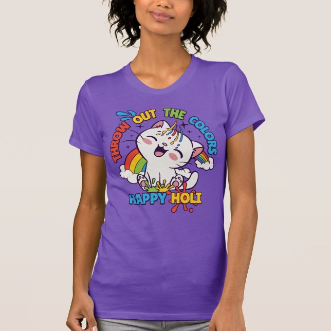 Happy Holi Cat T-Shirt (Vorderseite)