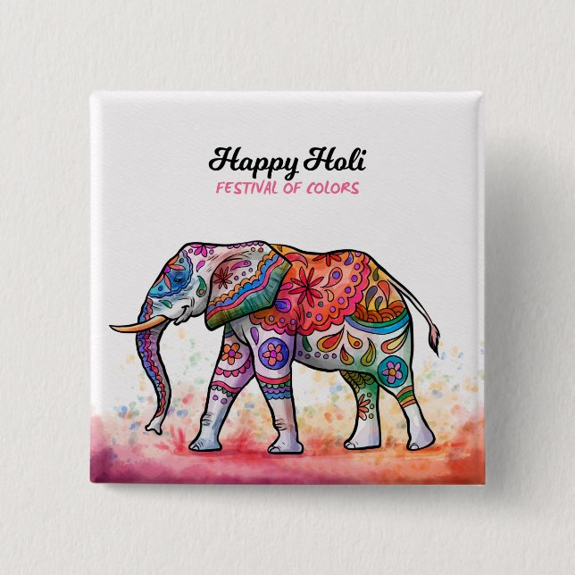 Happy Holi - Festival Colors Button (Vorderseite)