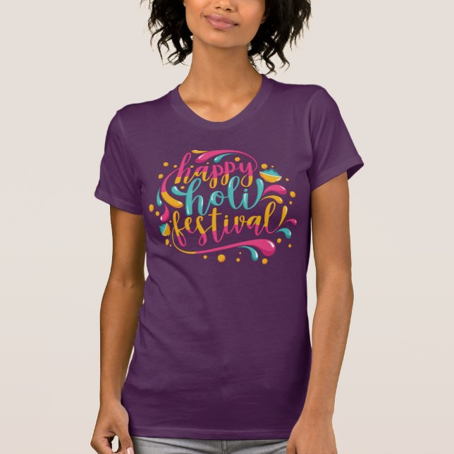 Happy Holi Festival mit gepulster Farbe und Farbe T-Shirt (Vorderseite)