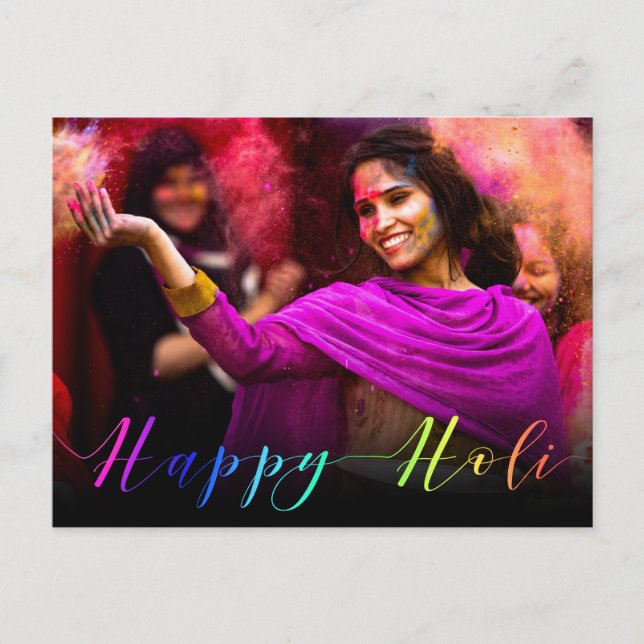 Happy Holi Hai Foto Typografie - Postkarte (Vorderseite)