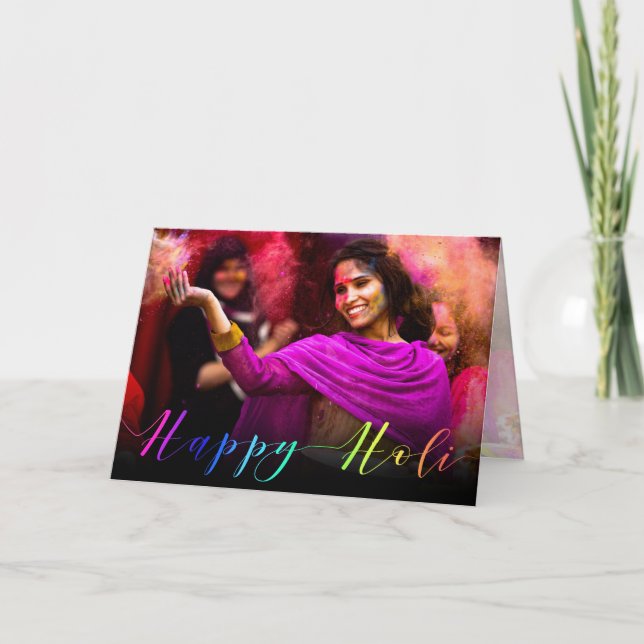 Happy Holi Hai Photo Typographie - Carte de voeux (Devant)