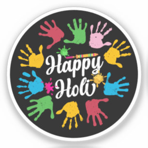 Happy Holi Hands Frische Pasta machen Aufkleber