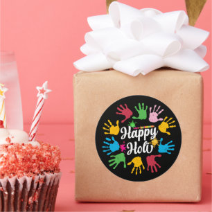 Happy Holi Hands Frische Pasta machen Runder Aufkleber