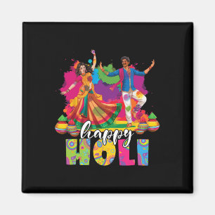Happy Holi Indian Dancing Spring Holi Festival Magnet