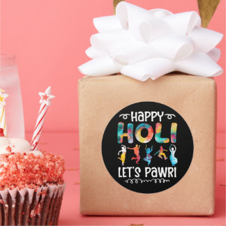 Happy Holi Let's Pawri Hindu Festival Geschenke Runder Aufkleber
