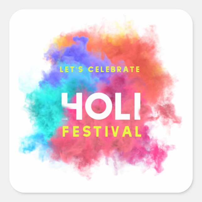 Happy Holi Quadratischer Aufkleber (Vorderseite)