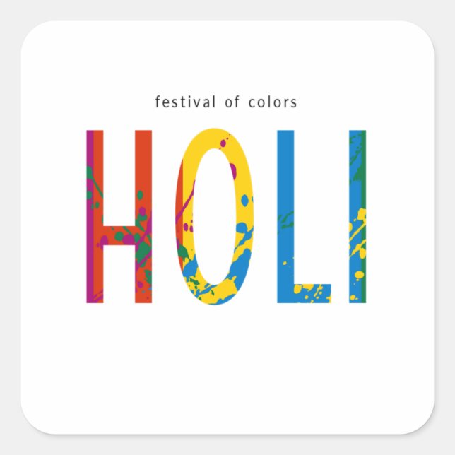 Happy Holi Quadratischer Aufkleber (Vorderseite)