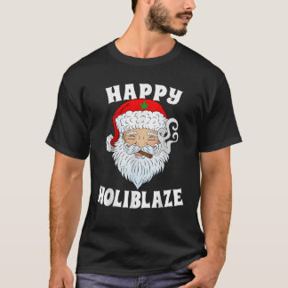 Happy Holiblaze Santa Smoking Weed Weihnachten T-Shirt