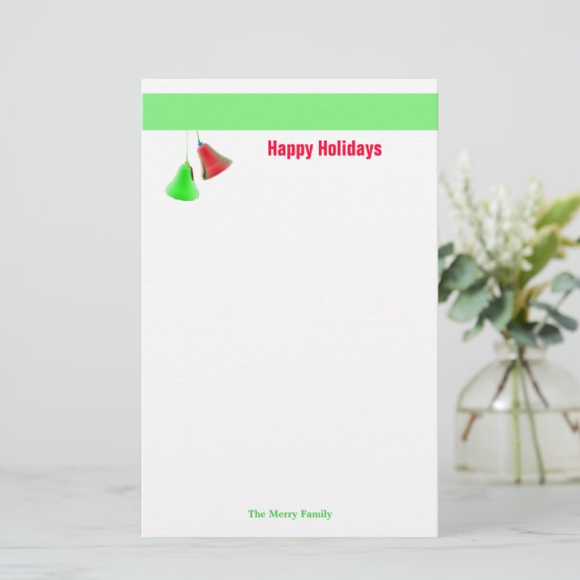 Happy Holiday Bells Briefpapier (Stehend Vorderseite)