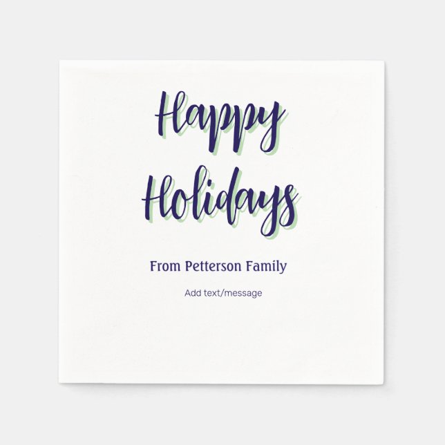 Happy Holiday Blau Grün Weihnachten stilvoll moder Serviette (Vorderseite)