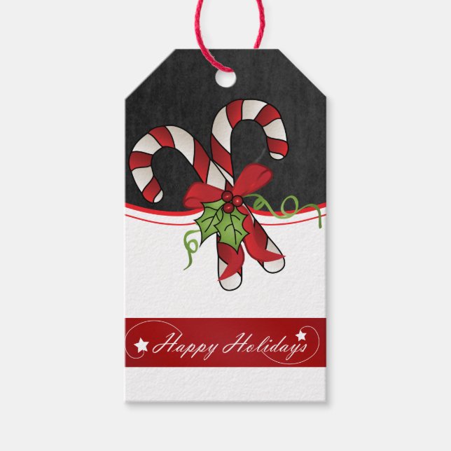 Happy Holiday Candy Cane Design Geschenkanhänger (Vorderseite)