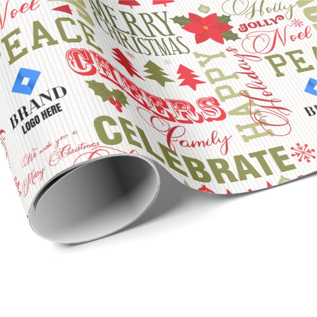 Happy Holiday Cheers Custom Logo Foto Weihnachten Geschenkpapier (Rolleneckpunkt)
